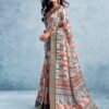 Cream Silk Printed  Saree - Image 2