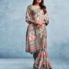 Cream Silk Printed  Saree - Image 3