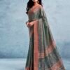 Grey Silk Printed  Saree - Image 2