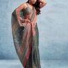 Grey Silk Printed  Saree - Image 3