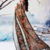 Khaki  Chiffon Printed  Saree - Image 4