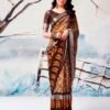Brown Chiffon Printed  Saree - Image 3