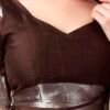 Brown Chiffon Printed  Saree - Image 6