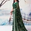 Dark Green Chiffon Printed  Saree - Image 2