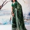 Dark Green Chiffon Printed  Saree - Image 3
