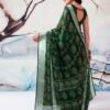 Dark Green Chiffon Printed  Saree - Image 4