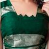 Dark Green Chiffon Printed  Saree - Image 6