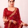 Red Renial Printed  Saree - Image 5