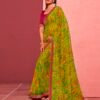 Green Chiffon Printed Saree - Image 3