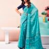 Sky Blue Renial Printed  Saree