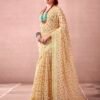 Beige Cotton Printed  Saree