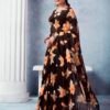 Brown Georgette Printed  Saree - Image 3