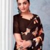 Brown Georgette Printed  Saree - Image 5