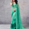 Turquoise Georgette Printed  Saree