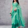 Turquoise Georgette Printed  Saree - Image 2