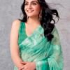 Turquoise Georgette Printed  Saree - Image 5