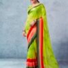 Parrot Green Georgette Printed  Saree