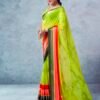 Parrot Green Georgette Printed  Saree - Image 2