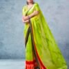 Parrot Green Georgette Printed  Saree - Image 3