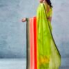 Parrot Green Georgette Printed  Saree - Image 4