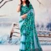 Light Blue Georgette Printed  Saree