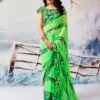 Green Georgette Printed  Saree