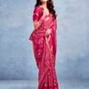 Magenta Silk Printed  Saree - Image 3