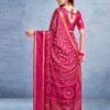 Magenta Silk Printed  Saree - Image 4