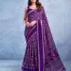 Violet Silk Printed  Saree