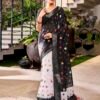 Black Linen Printed  Saree - Image 3