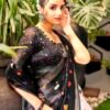 Black Linen Printed  Saree - Image 7