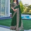 Dark Green Georgette Printed Saree