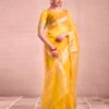 Yellow Orgenza Plain Saree - Image 3