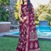 Wine Silk Printed Saree