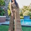 Brown Silk Printed Saree - Image 2