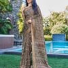 Brown Silk Printed Saree - Image 3