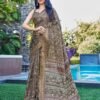 Brown Silk Printed Saree - Image 5