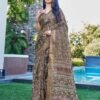 Brown Silk Printed Saree - Image 6