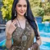 Brown Silk Printed Saree - Image 7