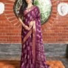 Wine Silk Printed Saree