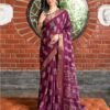 Wine Silk Printed Saree - Image 2