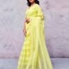 Light Yellow Orgenza Plain Saree - Image 2