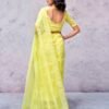 Light Yellow Orgenza Plain Saree - Image 4