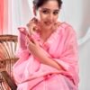 Light Pink Organza Plain Saree - Image 6