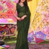 Army Green Georgette Printed Saree