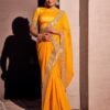 Yellow Georgette Embroidery Saree - Image 2