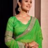 Green Georgette Embroidery Saree - Image 6