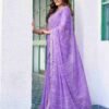 Lavender Chiffon Printed Saree - Image 3