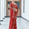 Red Georgette Bandhani Saree - Image 4