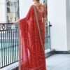 Red Georgette Bandhani Saree - Image 3